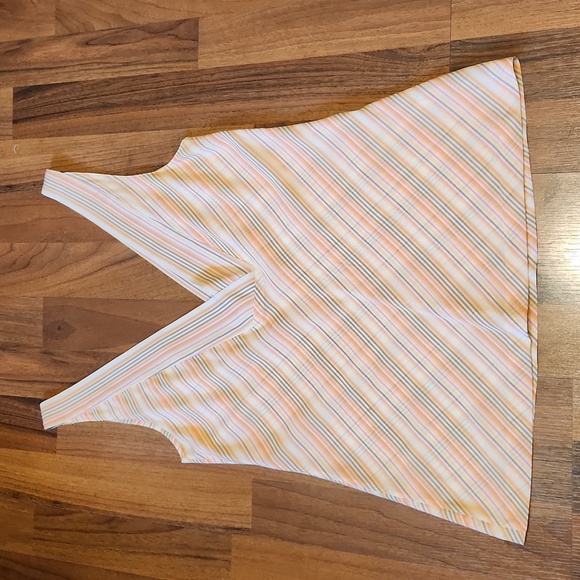 Theory Cammie Pink & Orange Striped Silk Deep Vneck Sleeveless Tank Top Small - Picture 11 of 11